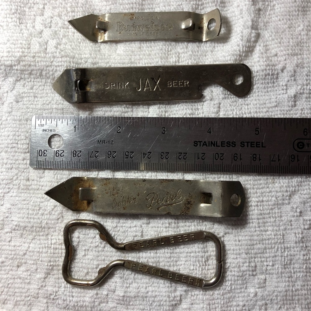 Vintage beer bottle openers church keys Budweiser pearl jax beers